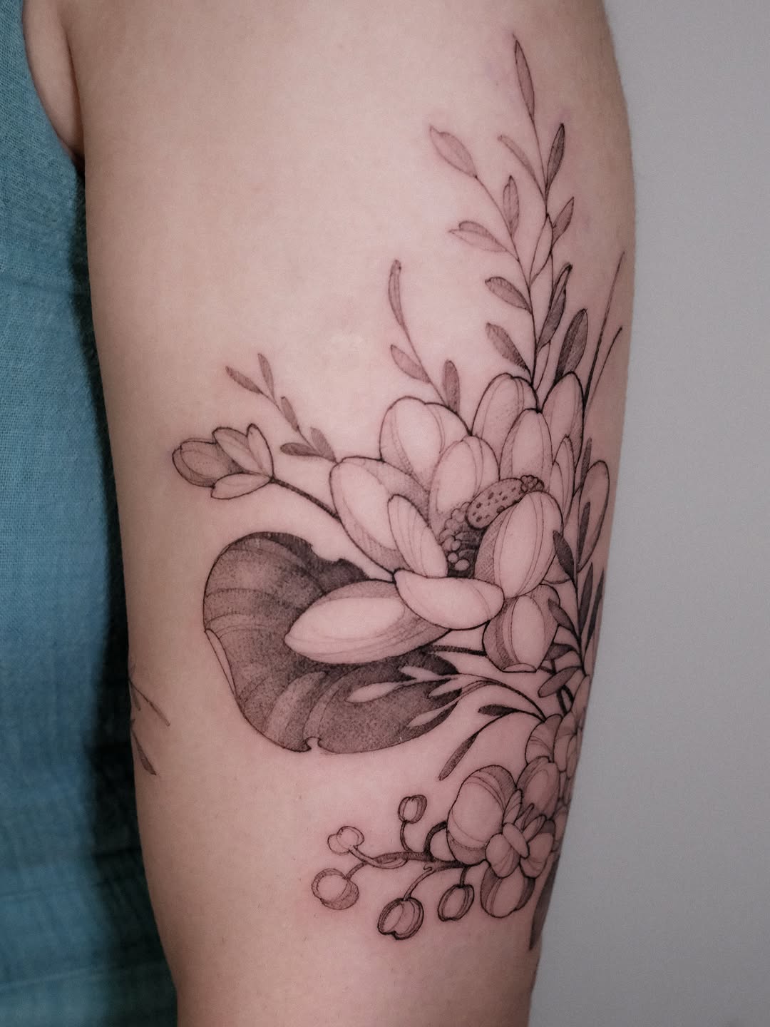 Tattoo by @zozutattoo β fine_line, black_and_grey
