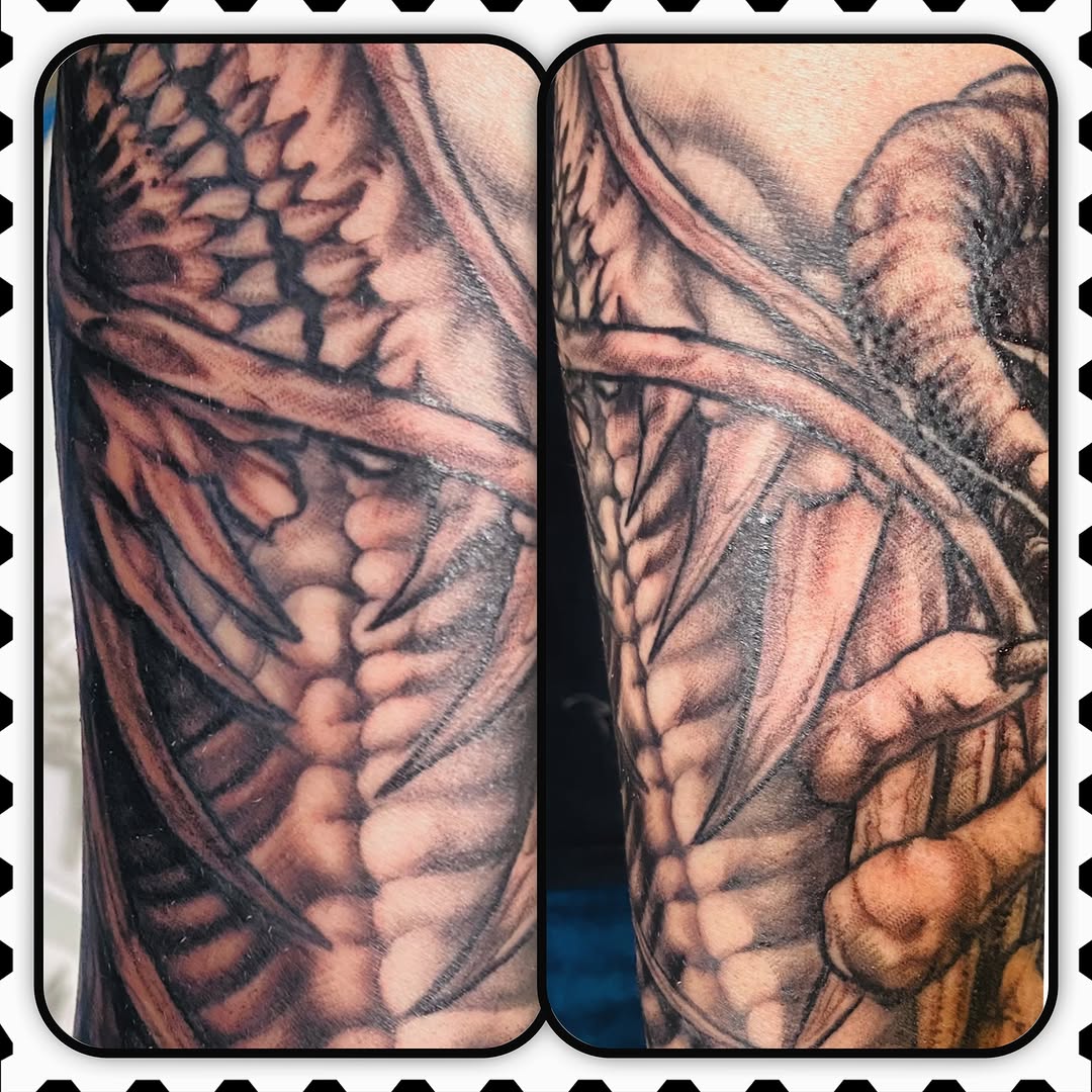 Tattoo by @ink5linger — black_and_grey, realism
