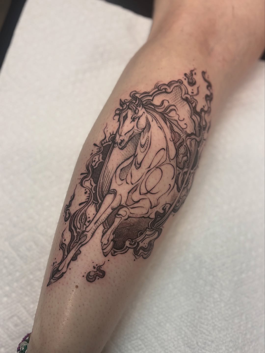 Tattoo by @genevieveink — illustrative, black_and_grey