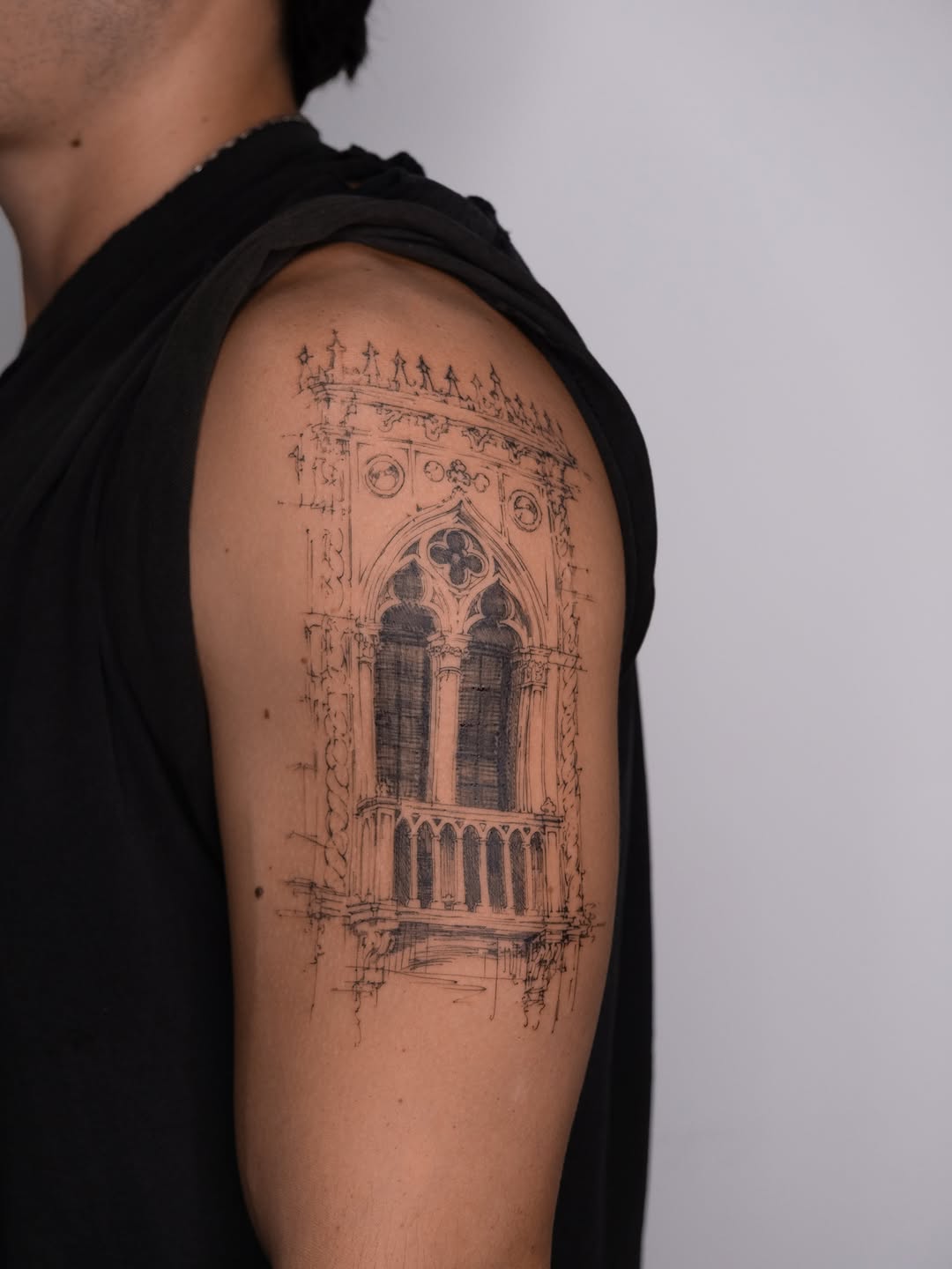 Tattoo by @dizon.ink — illustrative, sketch
