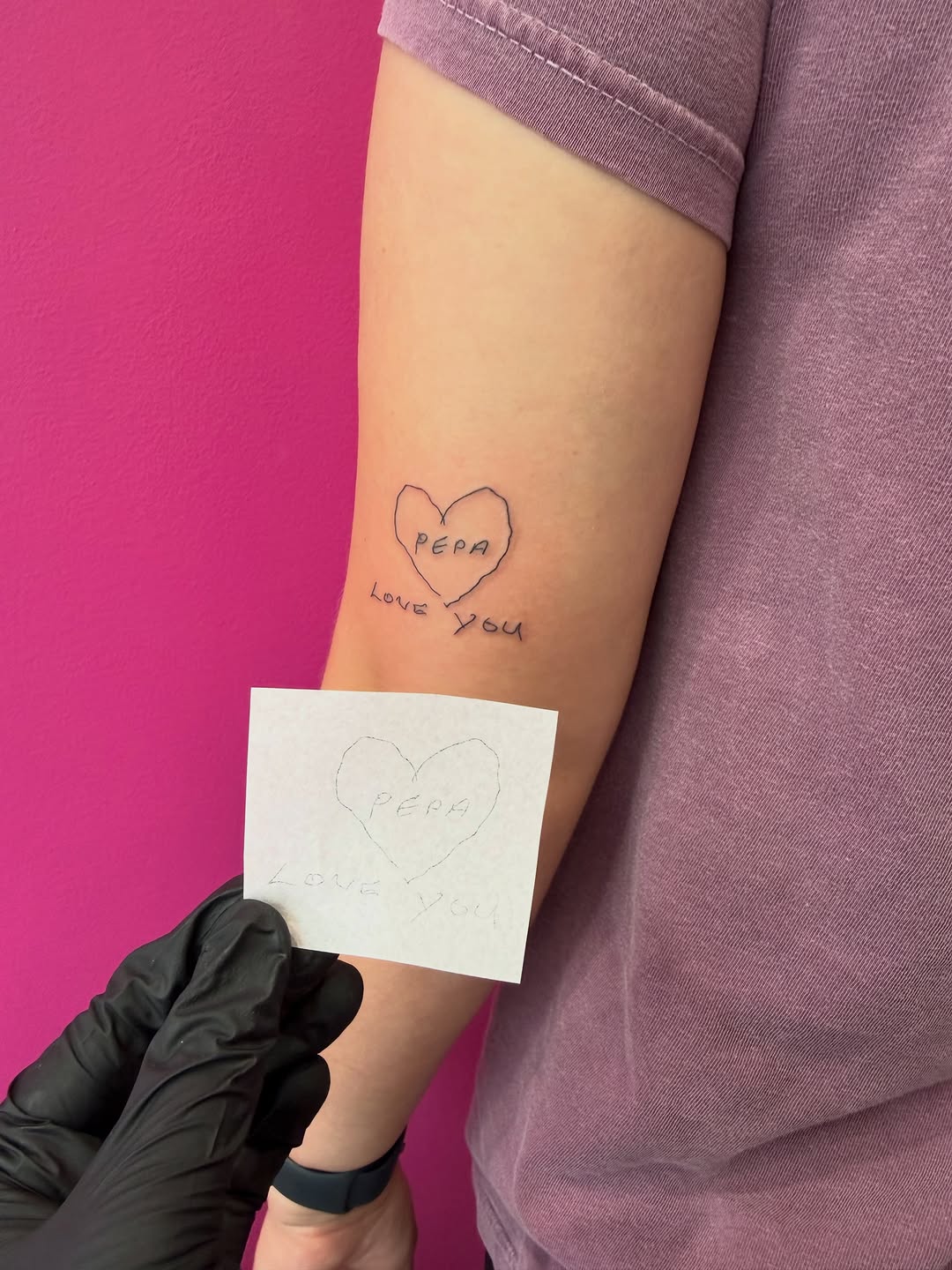 Tattoo by @pinkhousetattoo — lettering_script, fine_line