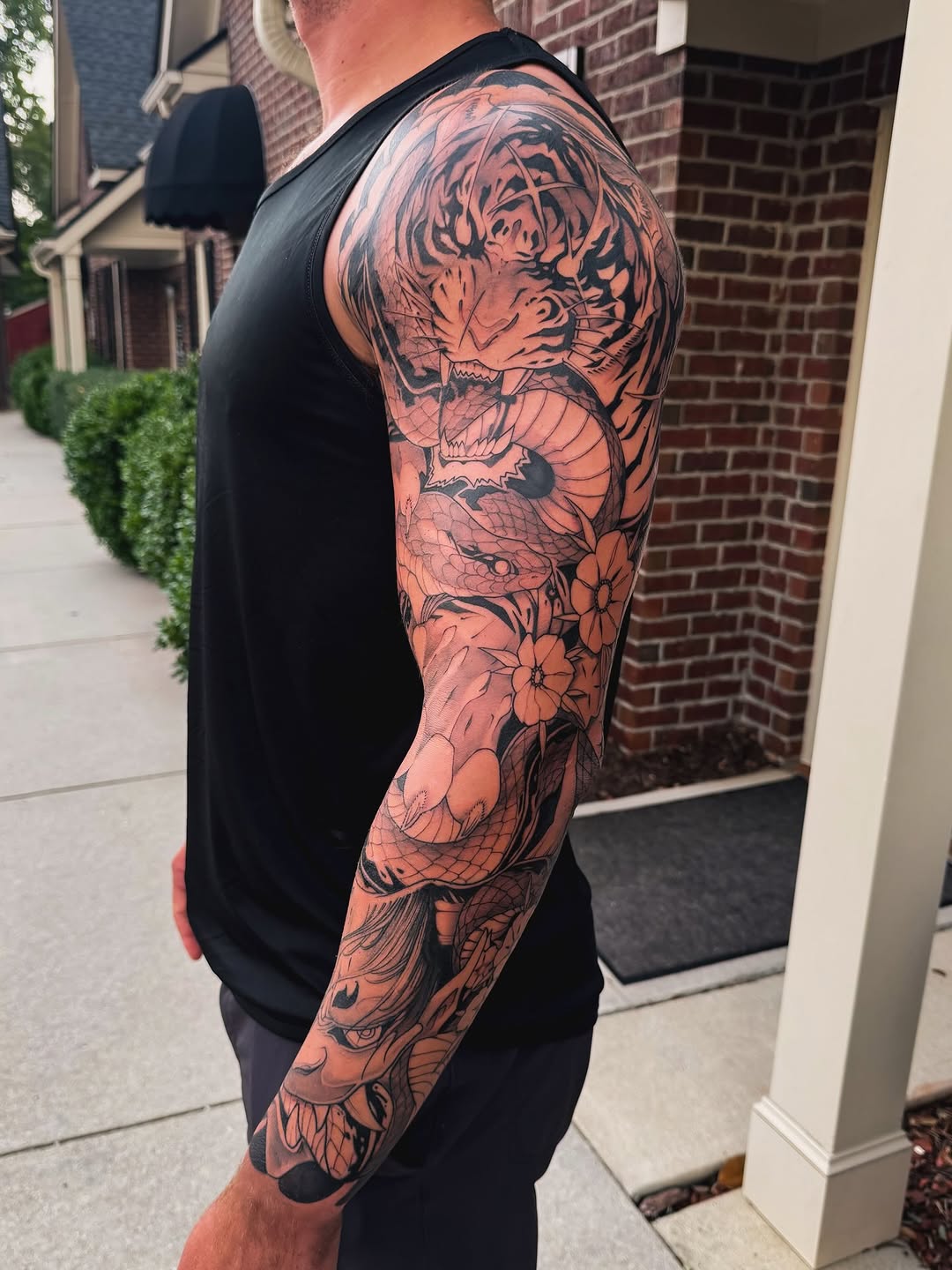 Tattoo by @simple_jared โ japanese_irezumi, black_and_grey