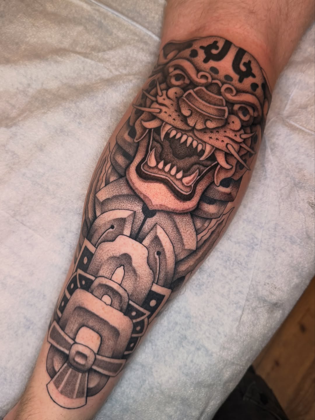 Tattoo by @ruckustattoo — black_and_grey, dotwork