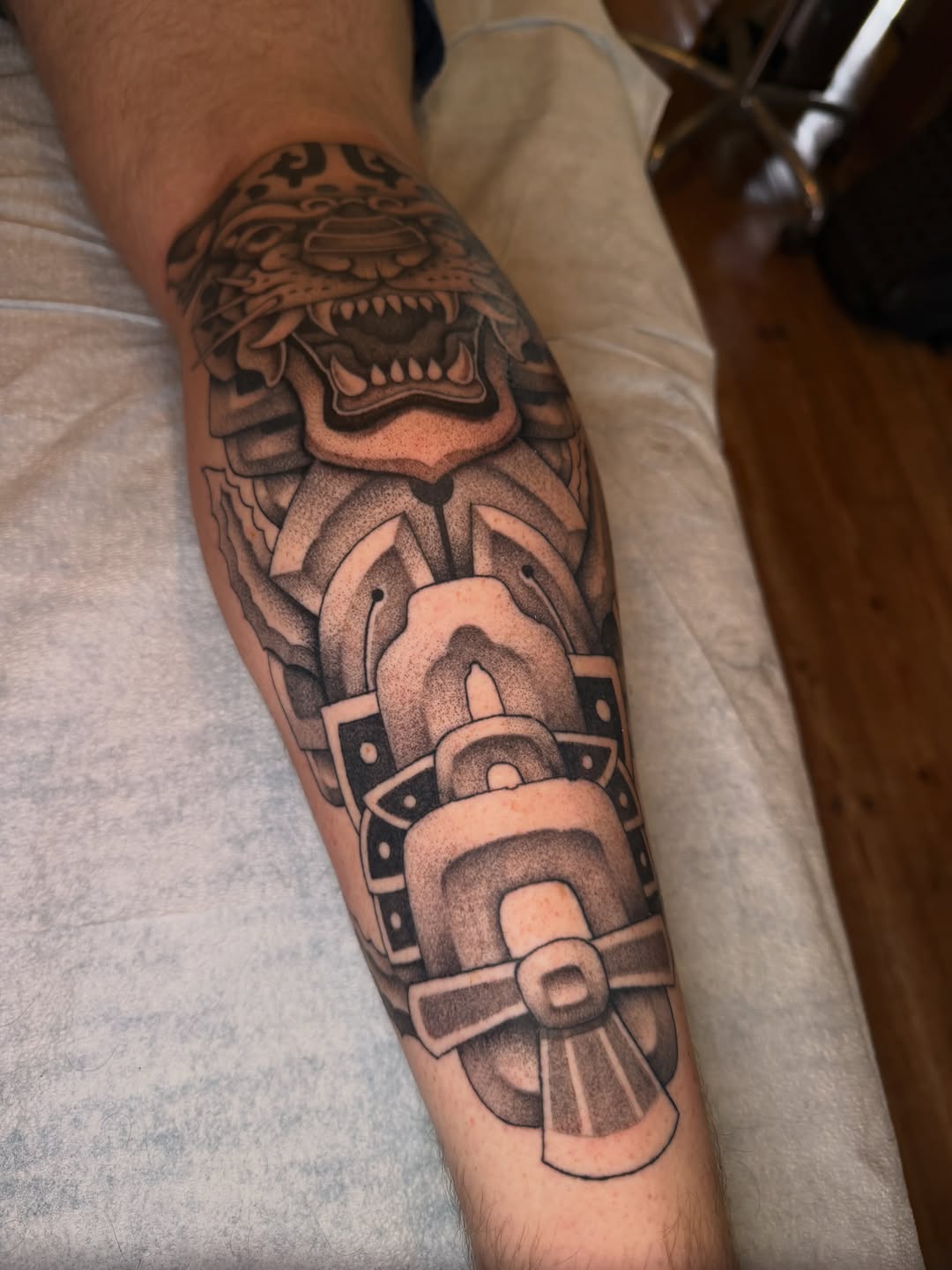 Tattoo by @ruckustattoo — black_and_grey, dotwork