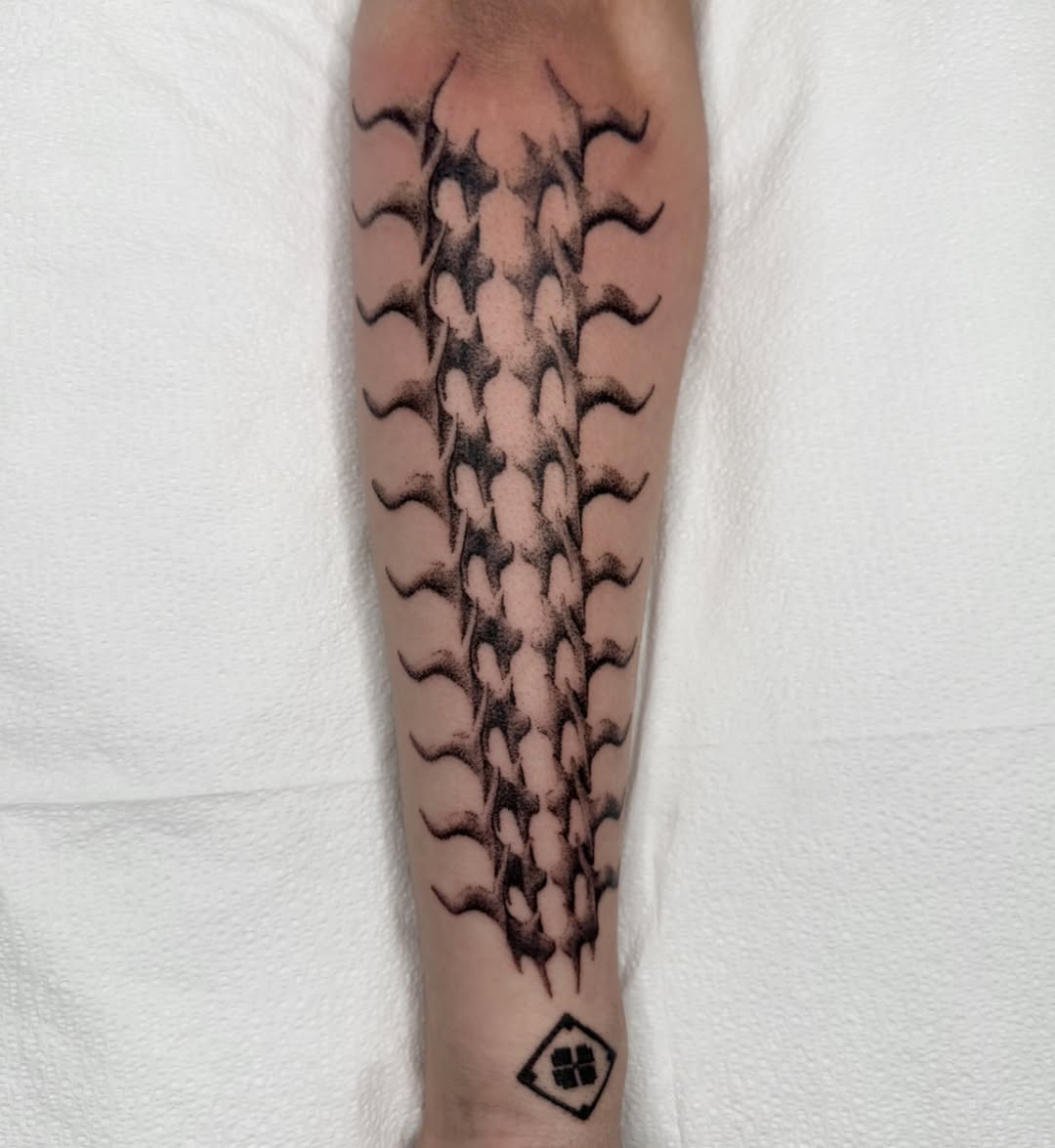 Tattoo by @macbeth_art — blackwork, geometric