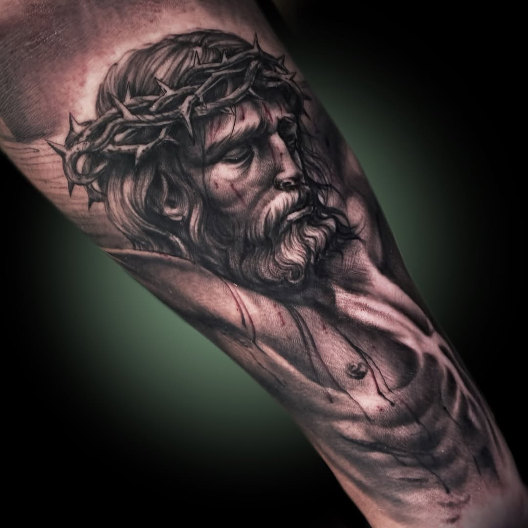 Tattoo by @pokotattoo โ realism, black_and_grey