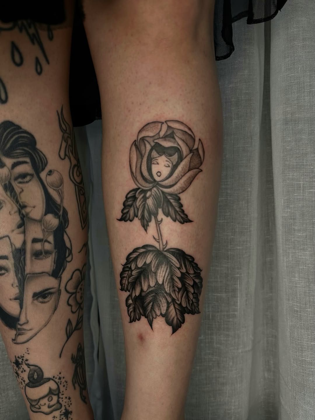 Tattoo by @tryxxy.sphynx — black_and_grey, realism