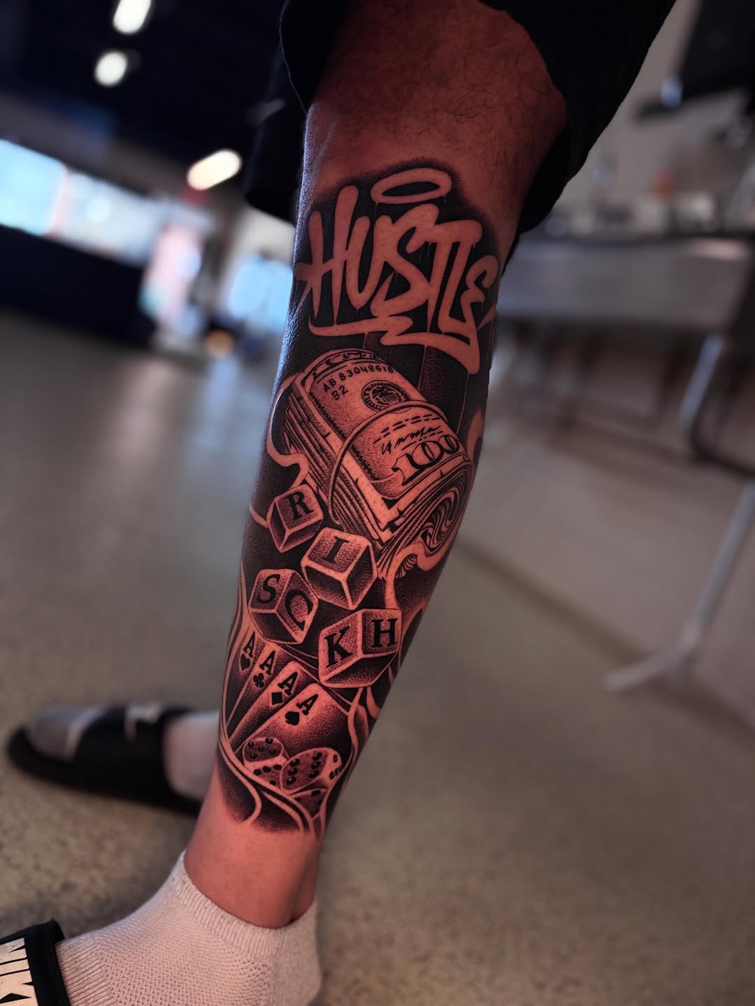 Tattoo by @dallasdiorio — lettering_script, black_and_grey