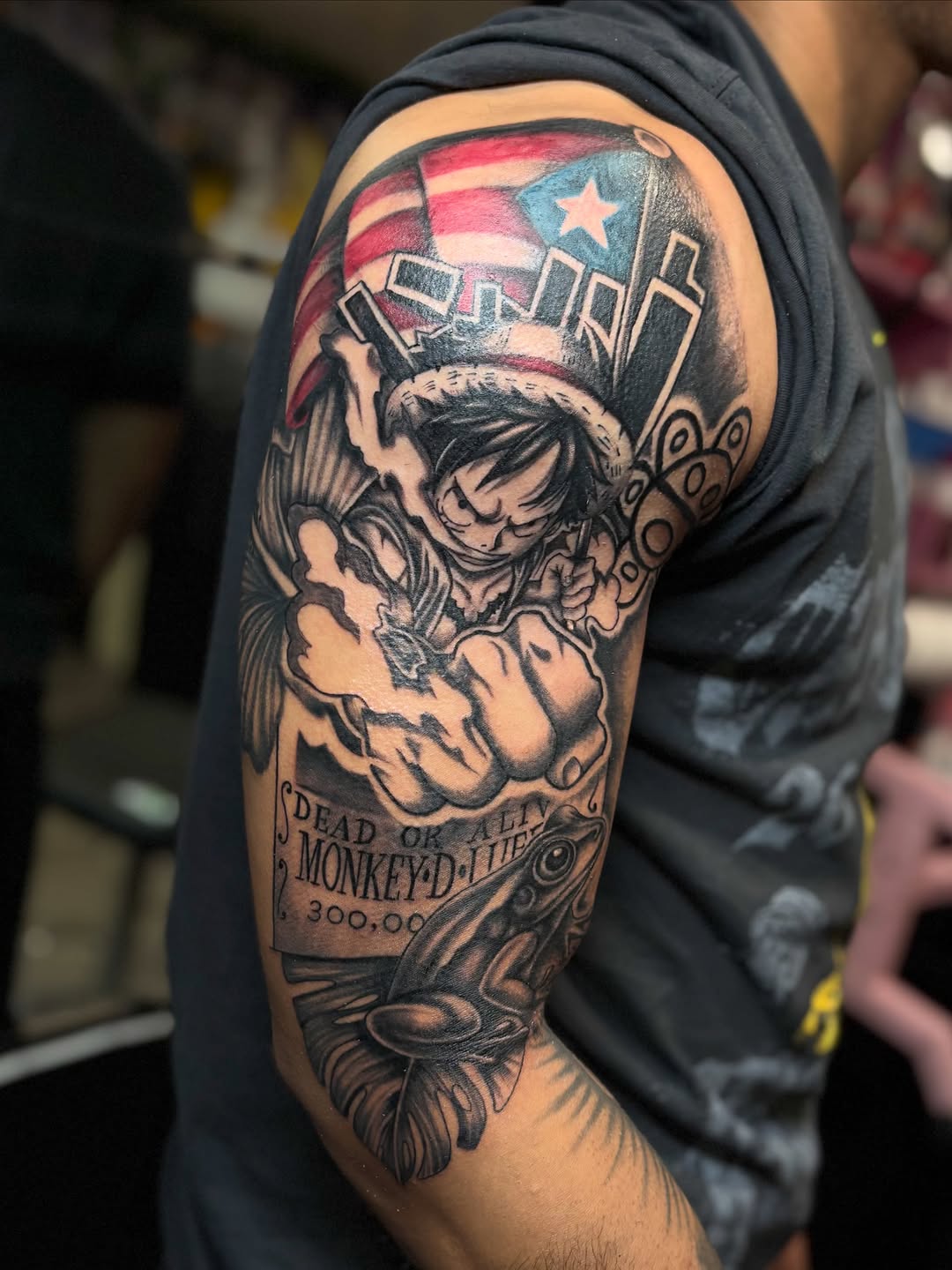 Tattoo by @young.inks — anime, black_and_grey