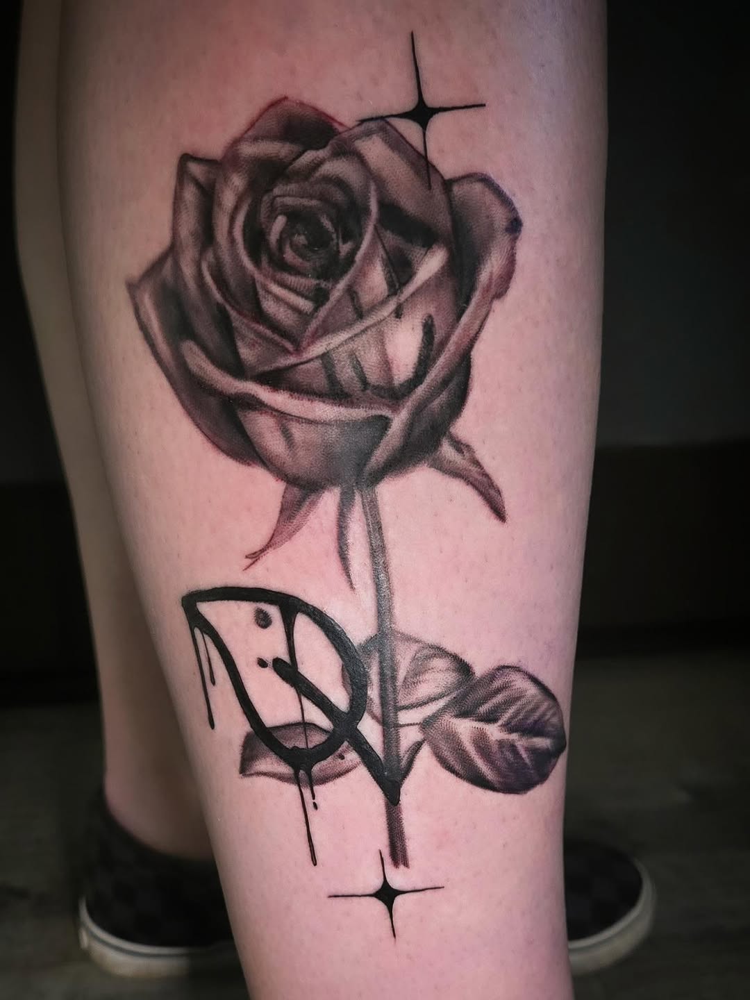 Tattoo by @goth_ross_502 — black_and_grey, realism