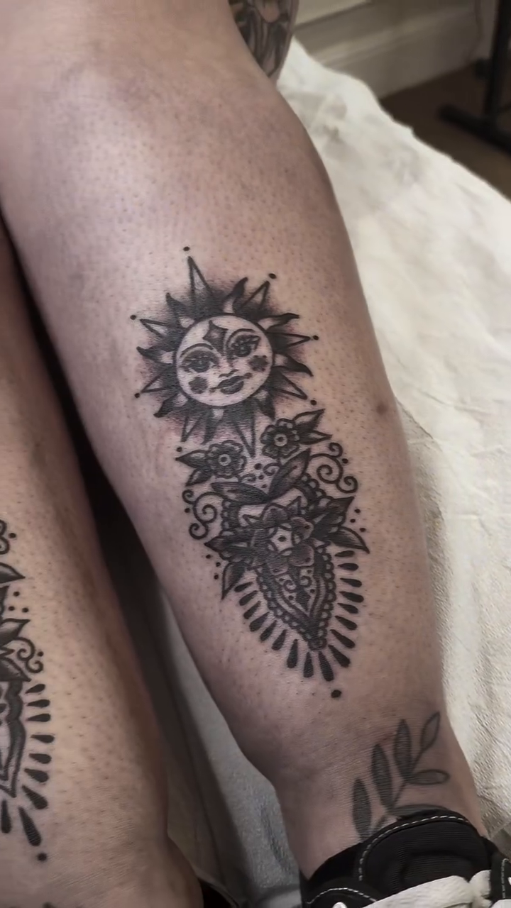 Tattoo by @butterflyveiltatz โ ornamental, black_and_grey
