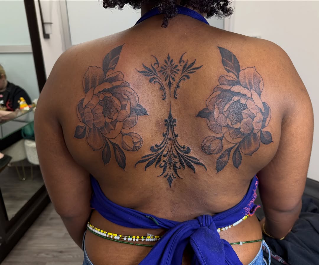 Tattoo by @gluhd_ink — black_and_grey, ornamental