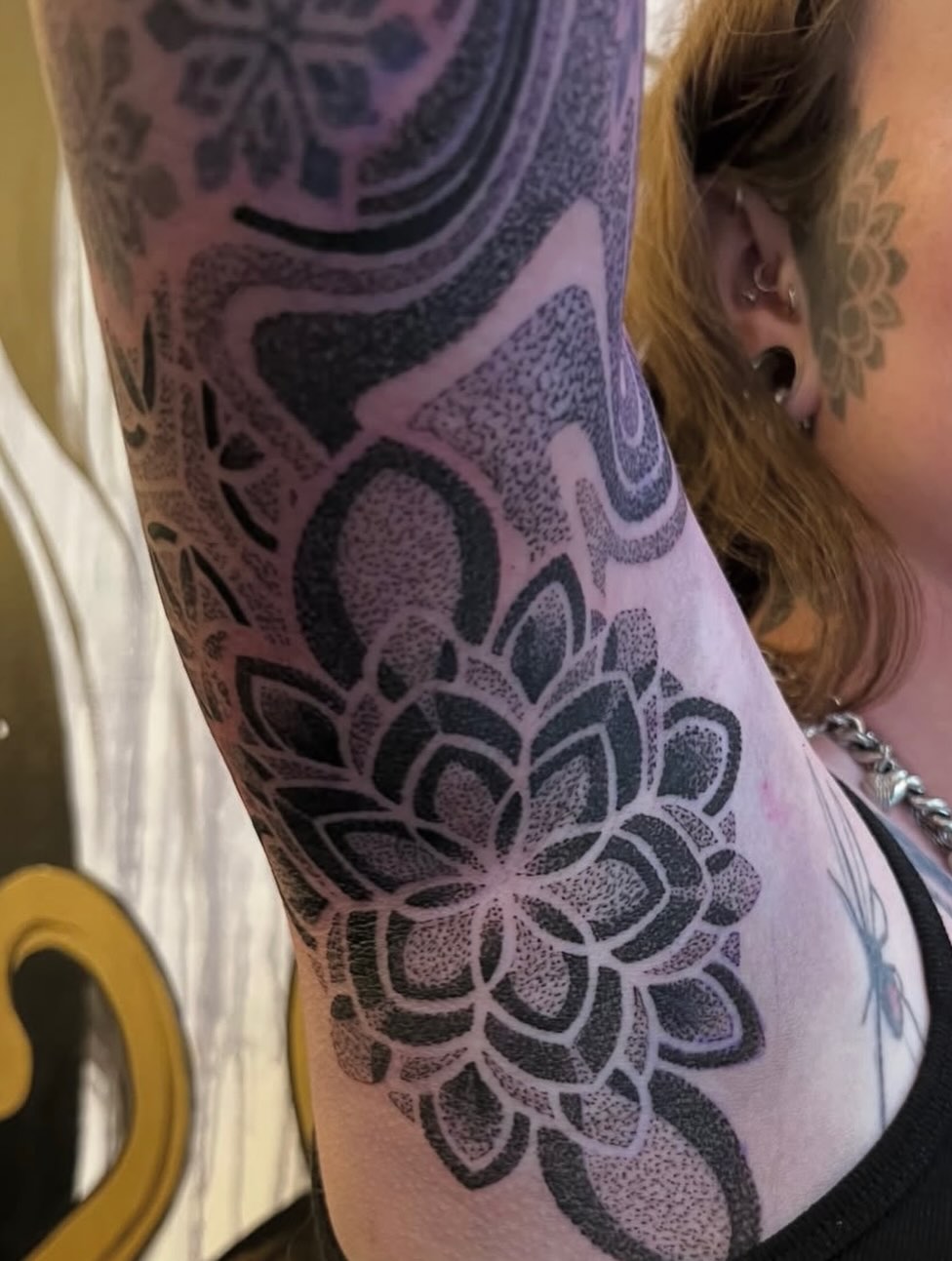 Tattoo by @thebig_rosstattoo — dotwork, geometric