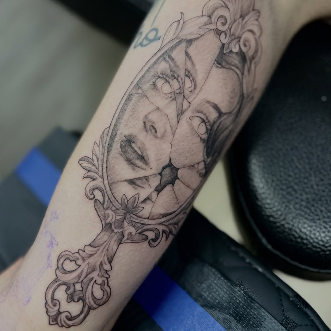 Tattoo by @hvley.ink — black_and_grey, surrealism