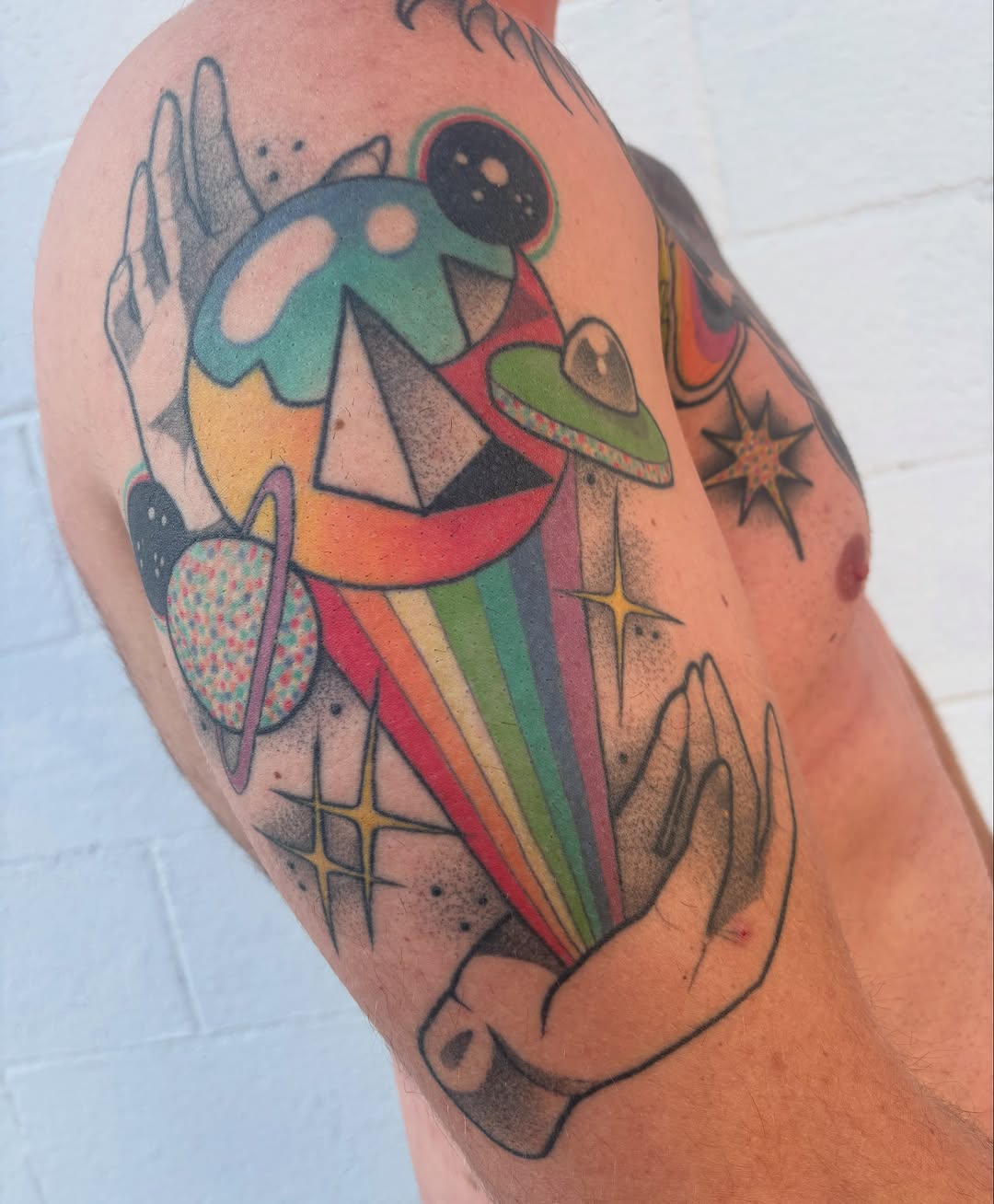 Tattoo by @carly.tattoos — new_school, trash_polka