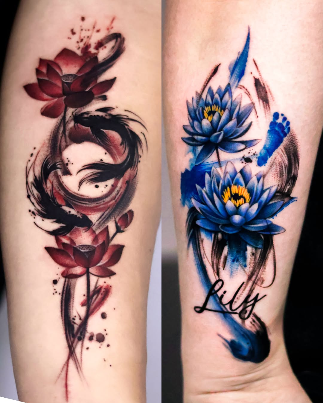 Tattoo by @kaki_tattooer โ watercolor, blackwork
