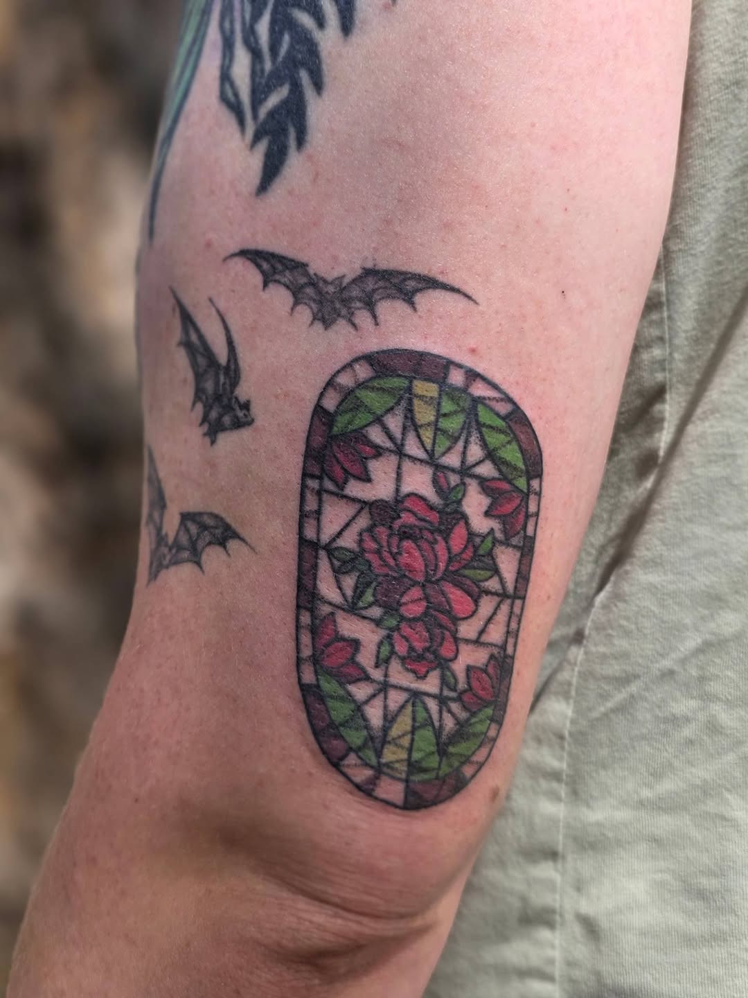 Tattoo by @junibugtat โ stained_glass, realism