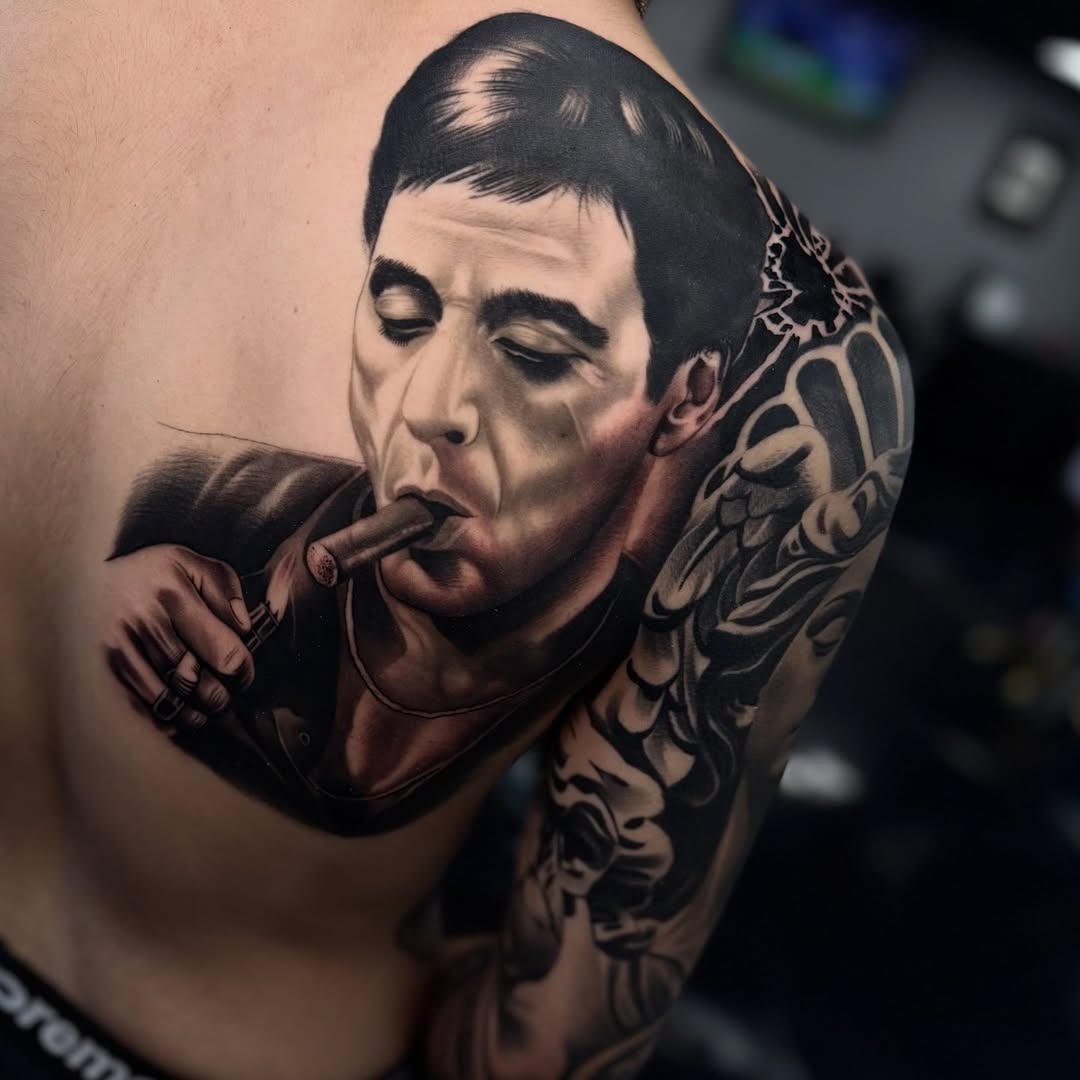 Tattoo by @angel_damiangg β realism, black_and_grey