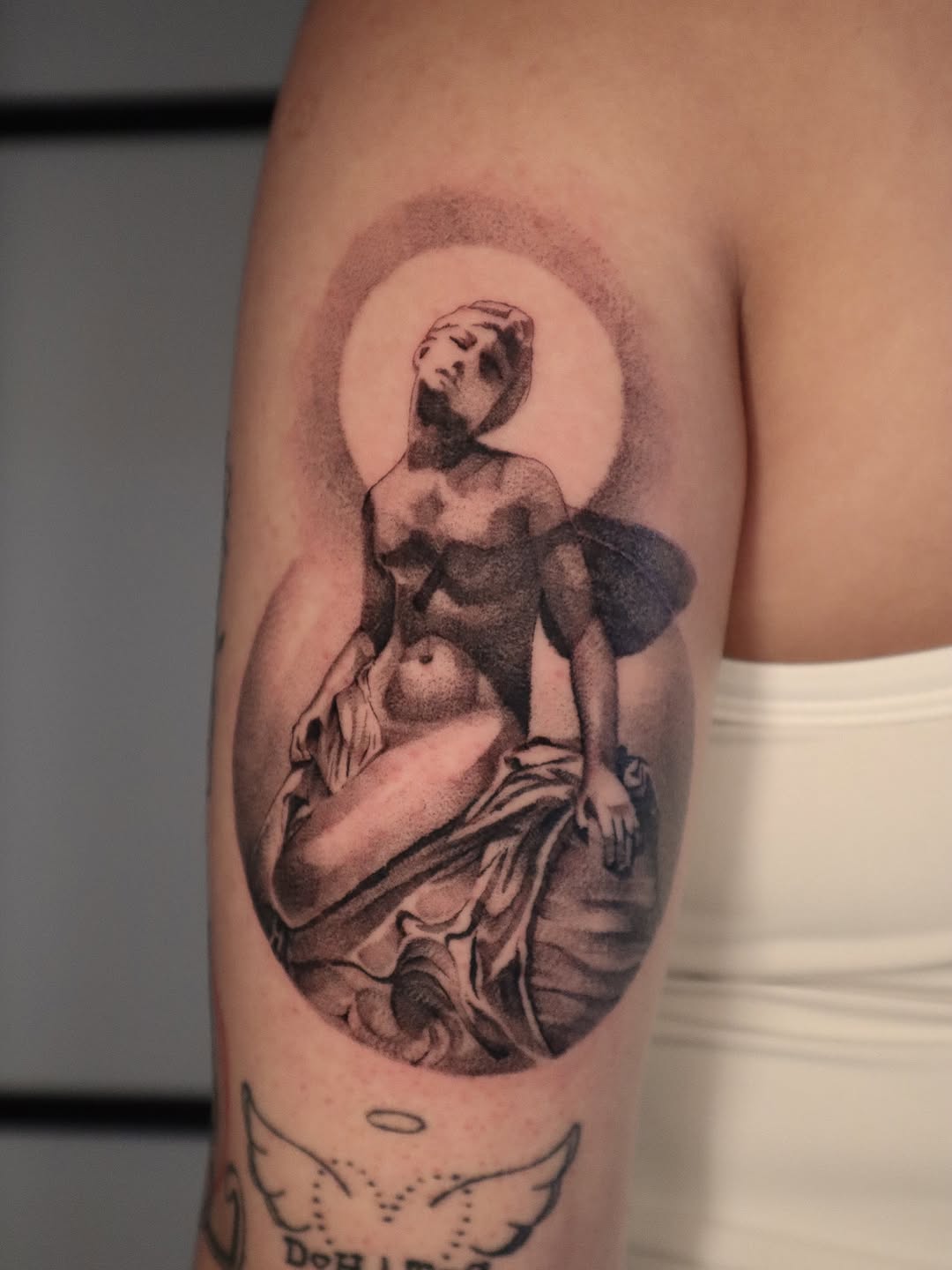 Tattoo by @_connormoon_ — black_and_grey, realism