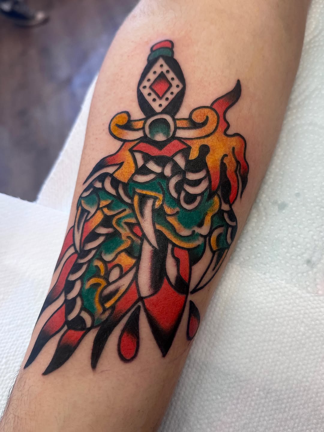 Tattoo by @christine_montoya.art — american_traditional, illustrative