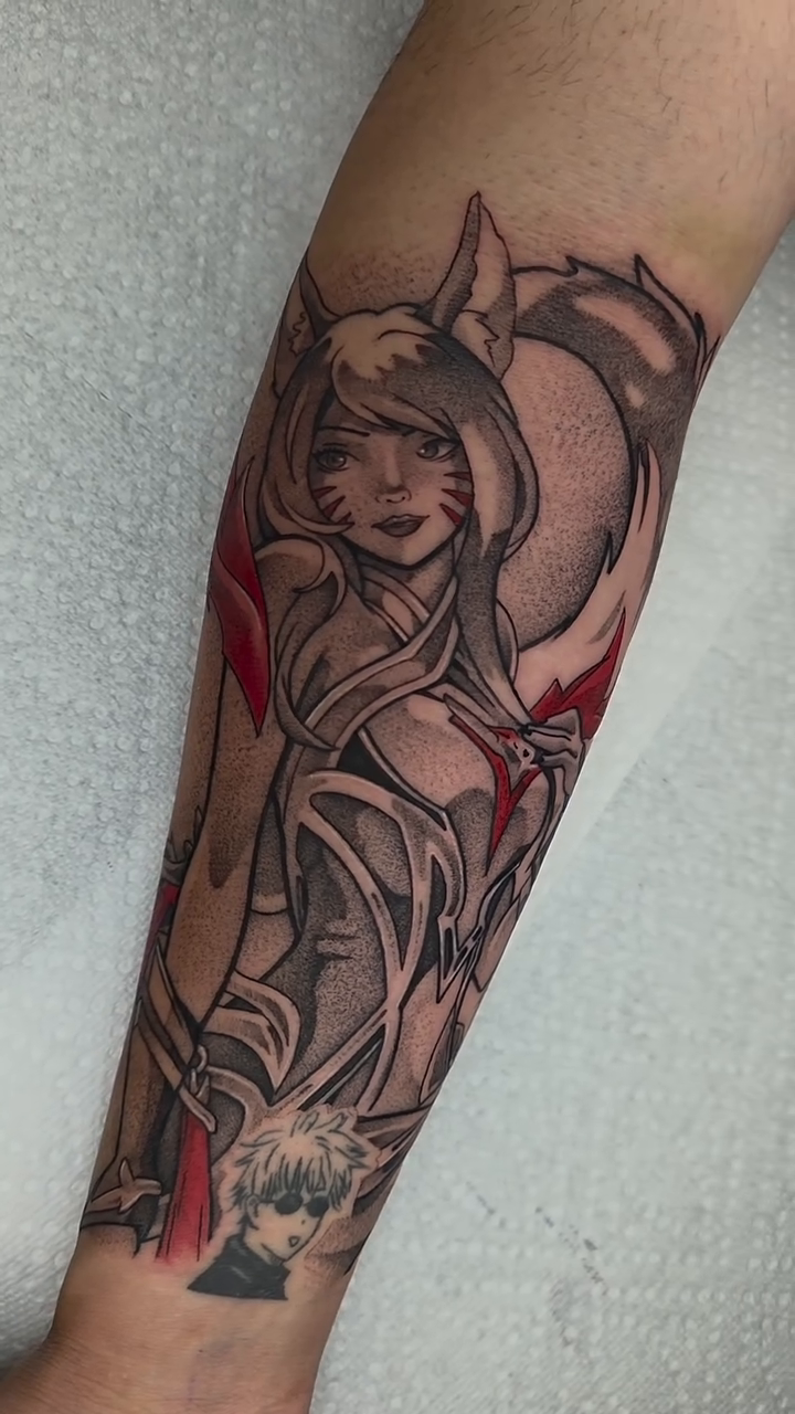 Tattoo by @traditional_tattoos20 — anime, black_and_grey