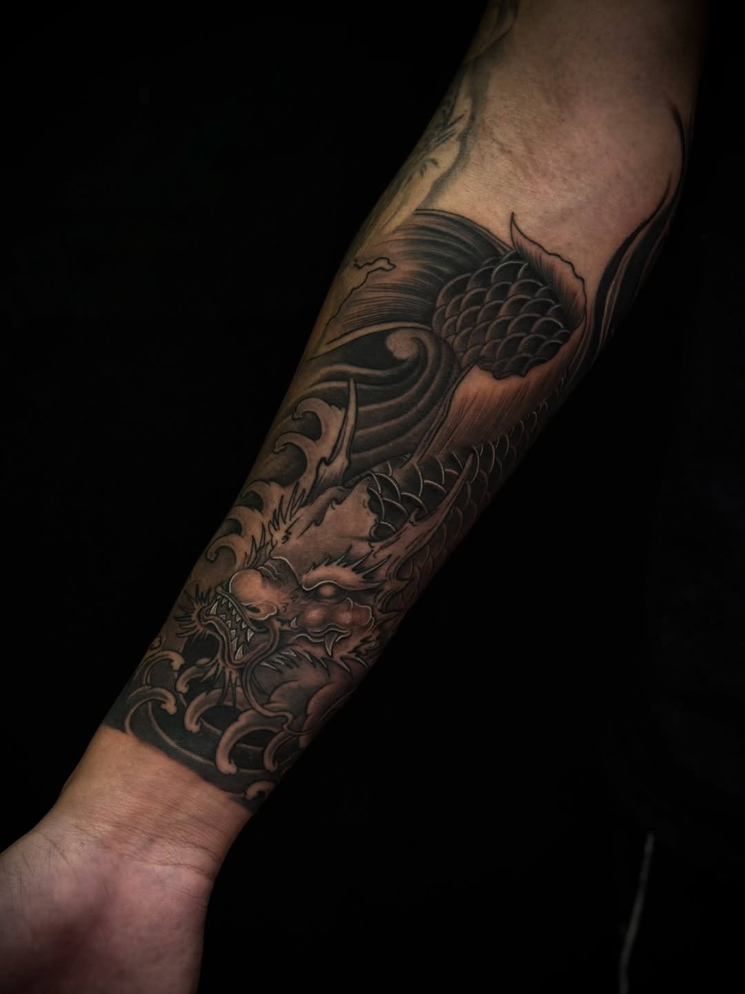 Tattoo by @kyle.inkz โ japanese_irezumi, black_and_grey