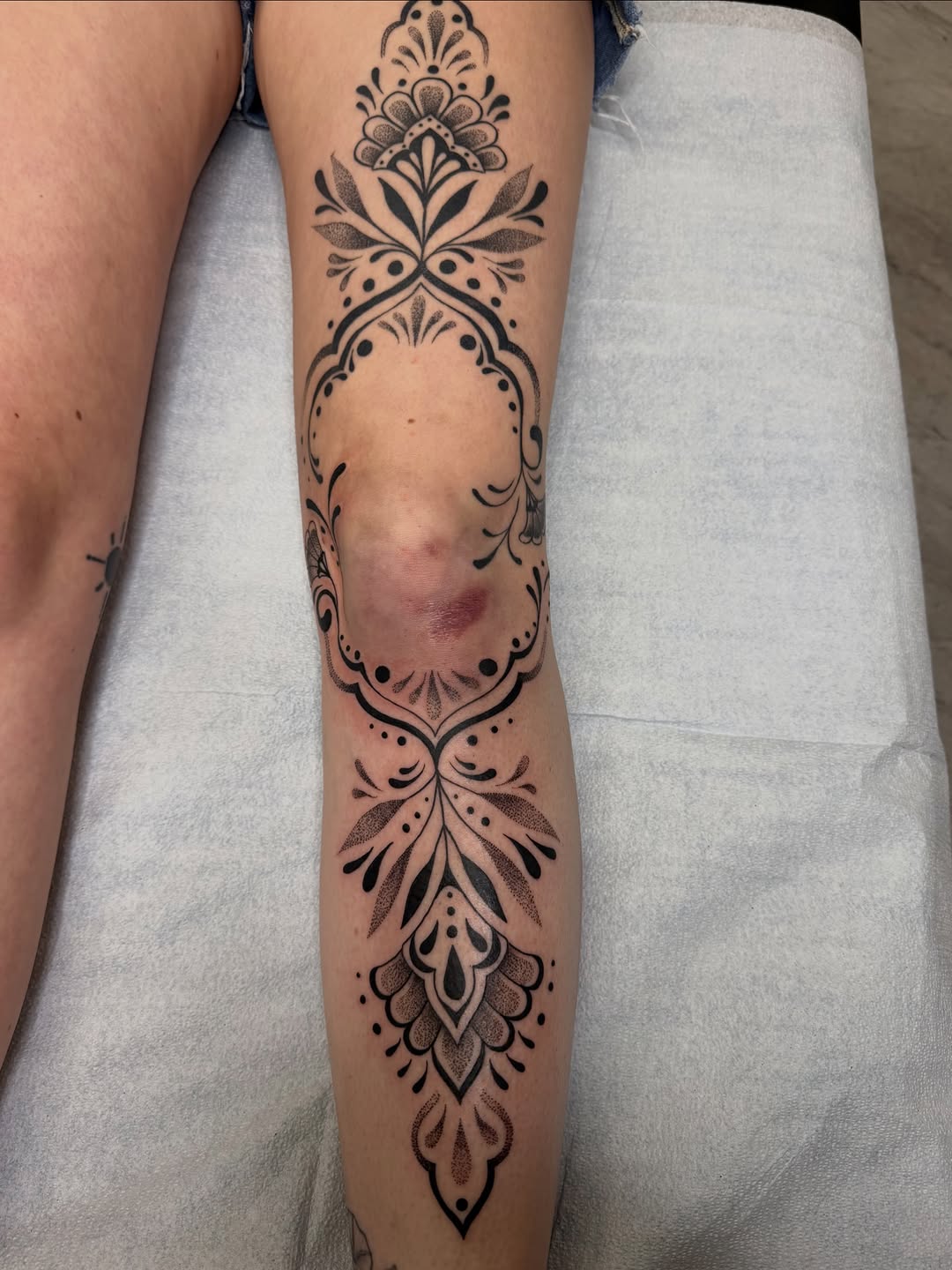 Tattoo by @elliemac.tattoos — dotwork, ornamental