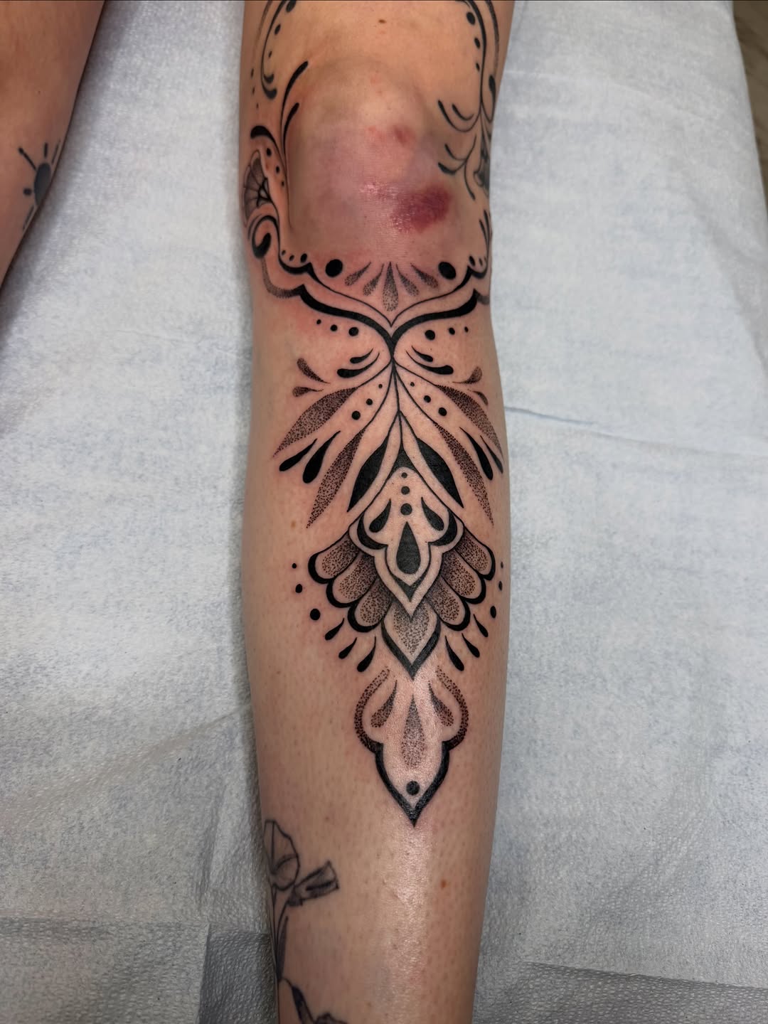 Tattoo by @elliemac.tattoos — dotwork, ornamental
