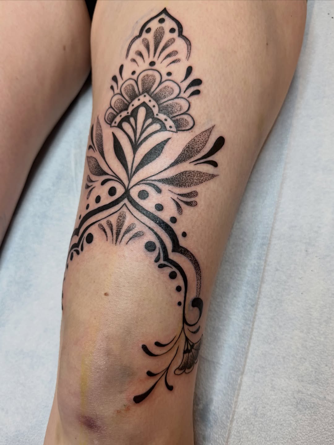 Tattoo by @elliemac.tattoos — dotwork, ornamental