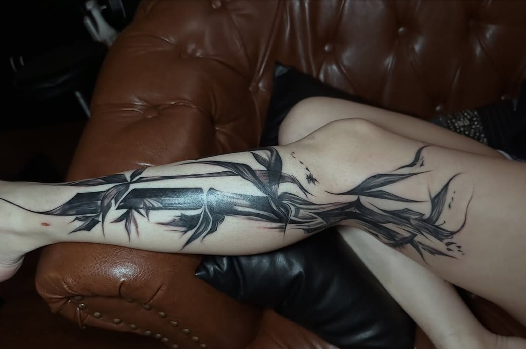 Tattoo by @tatxjoy — black_and_grey, dark_realism