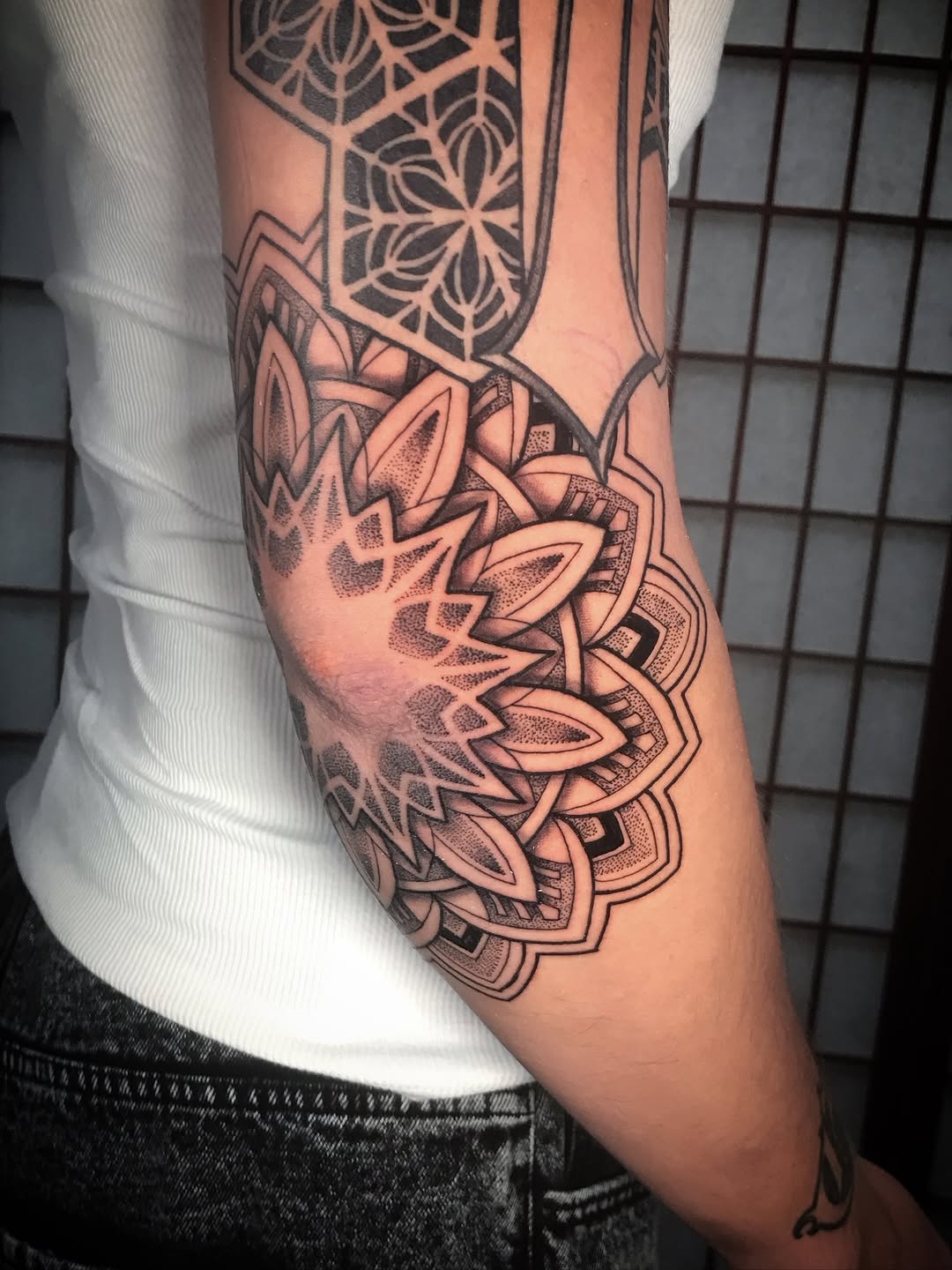 Tattoo by @beatboxtattoos — geometric, dotwork