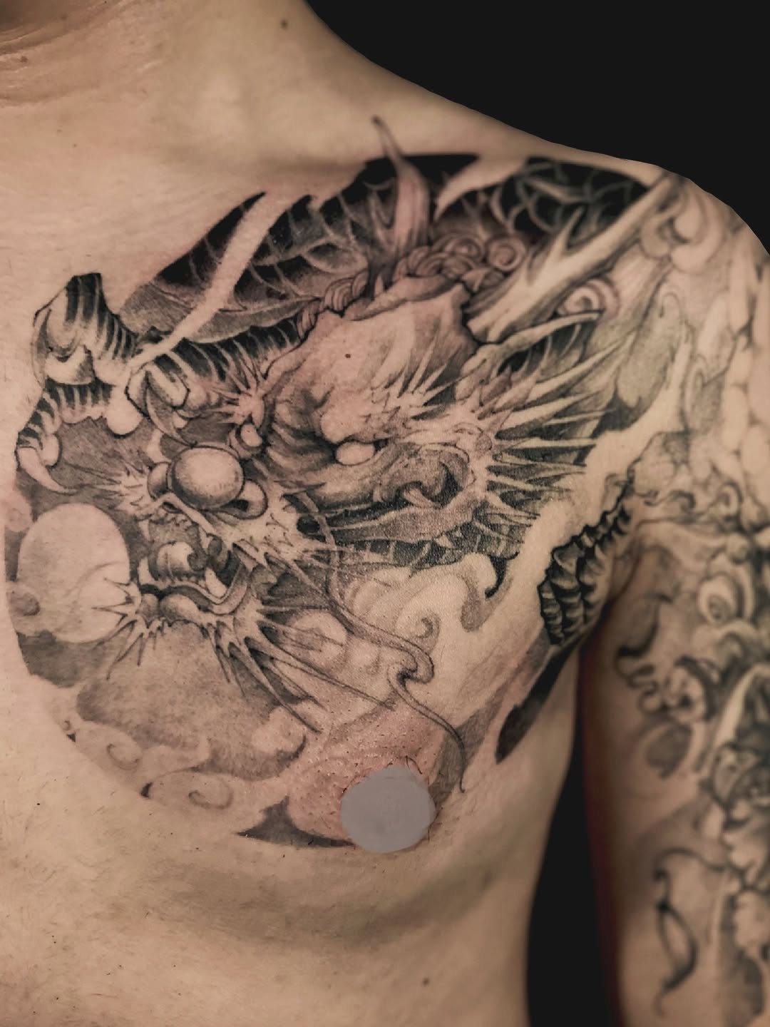 Tattoo by @loganartstudio โ black_and_grey, japanese_irezumi