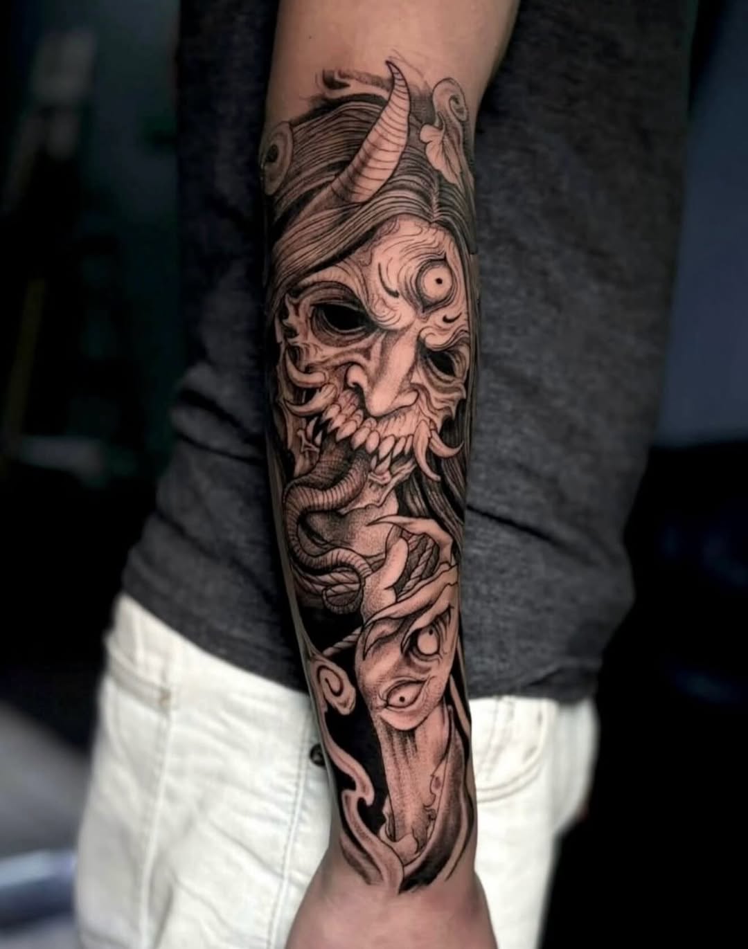 Tattoo by @elijahsdtattoos — black_and_grey