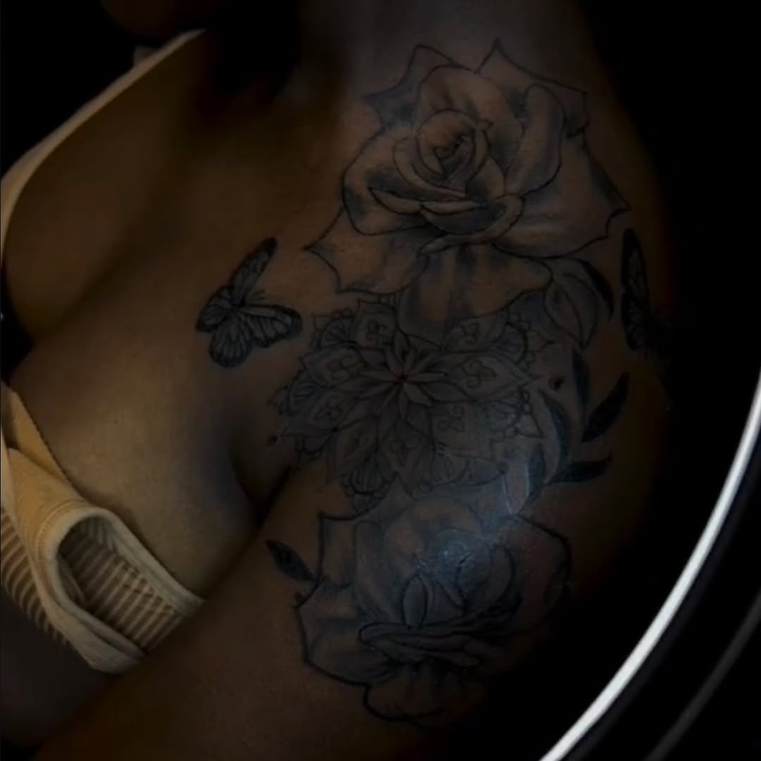 Tattoo by @trappinkatl — black_and_grey