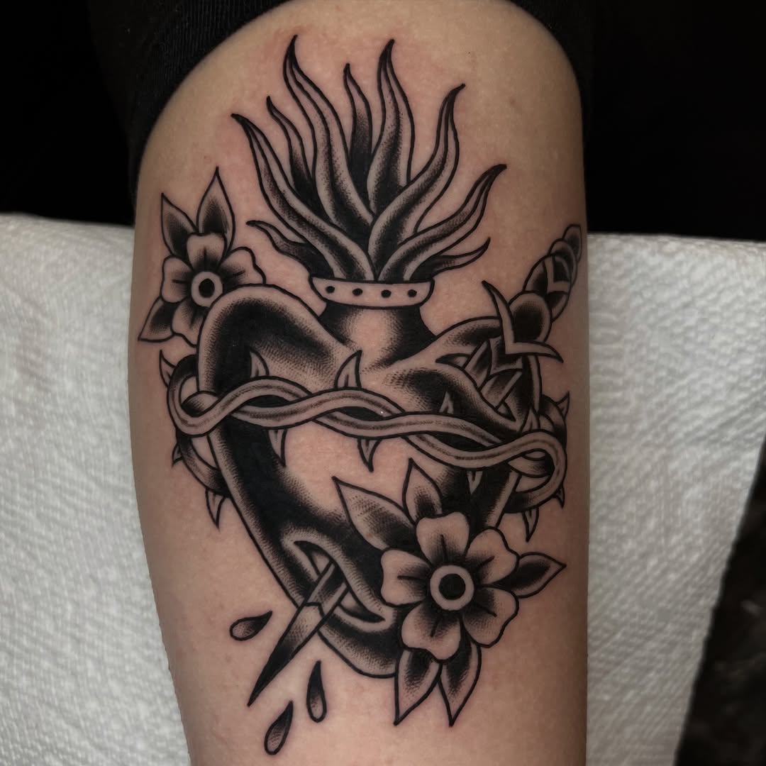Tattoo by @peteherg — american_traditional, black_and_grey