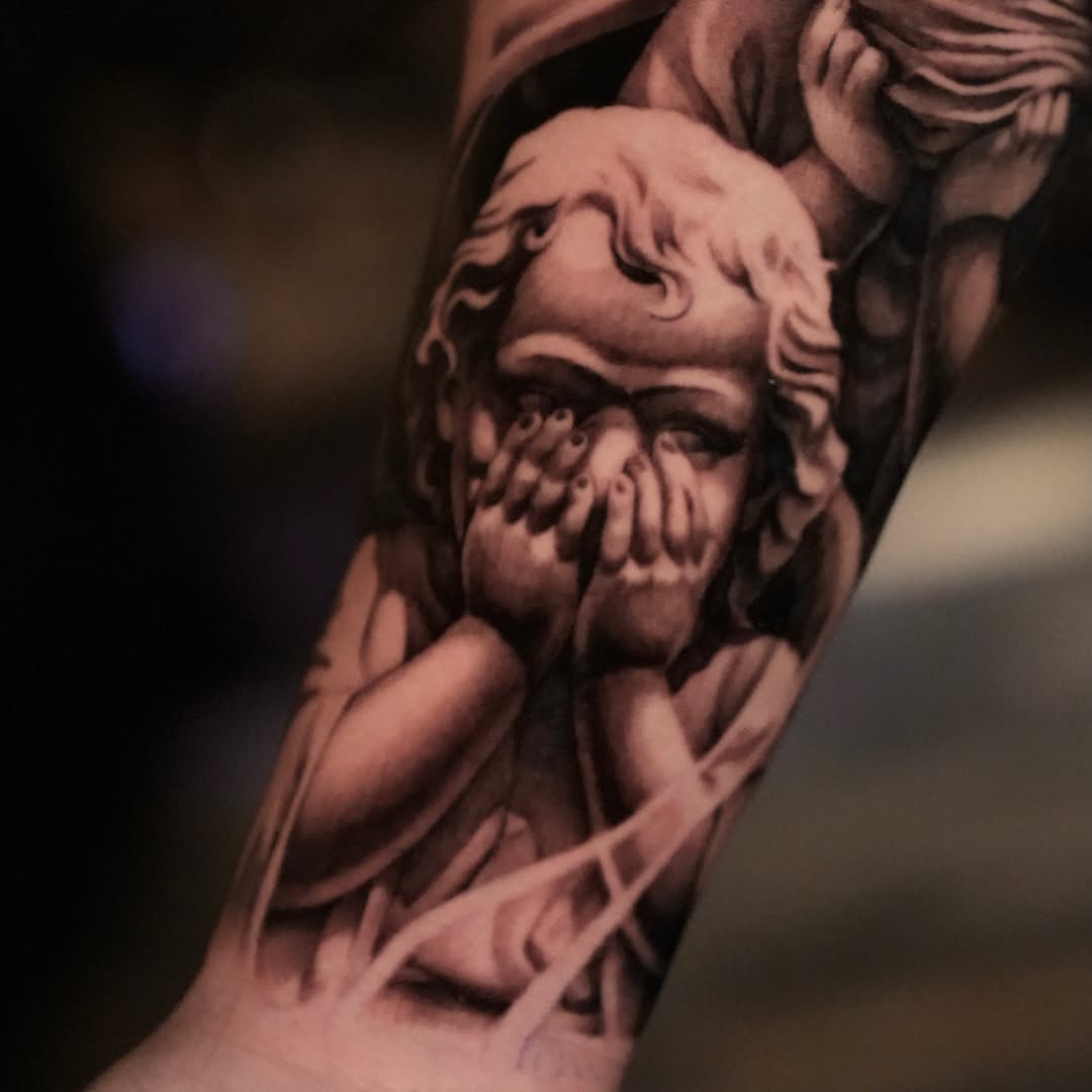 Tattoo by @williammeyertattoo โ realism, black_and_grey