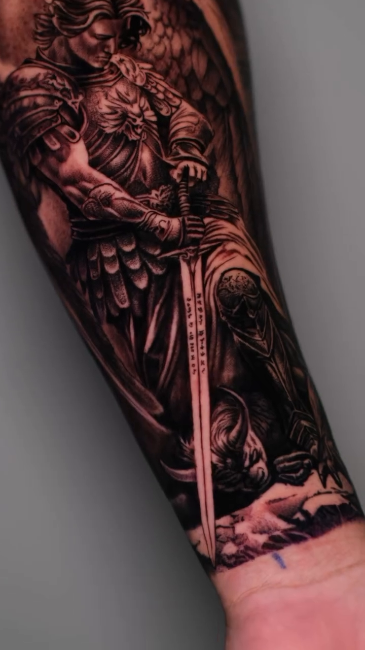 Tattoo by @blessed_ink23 β realism, black_and_grey