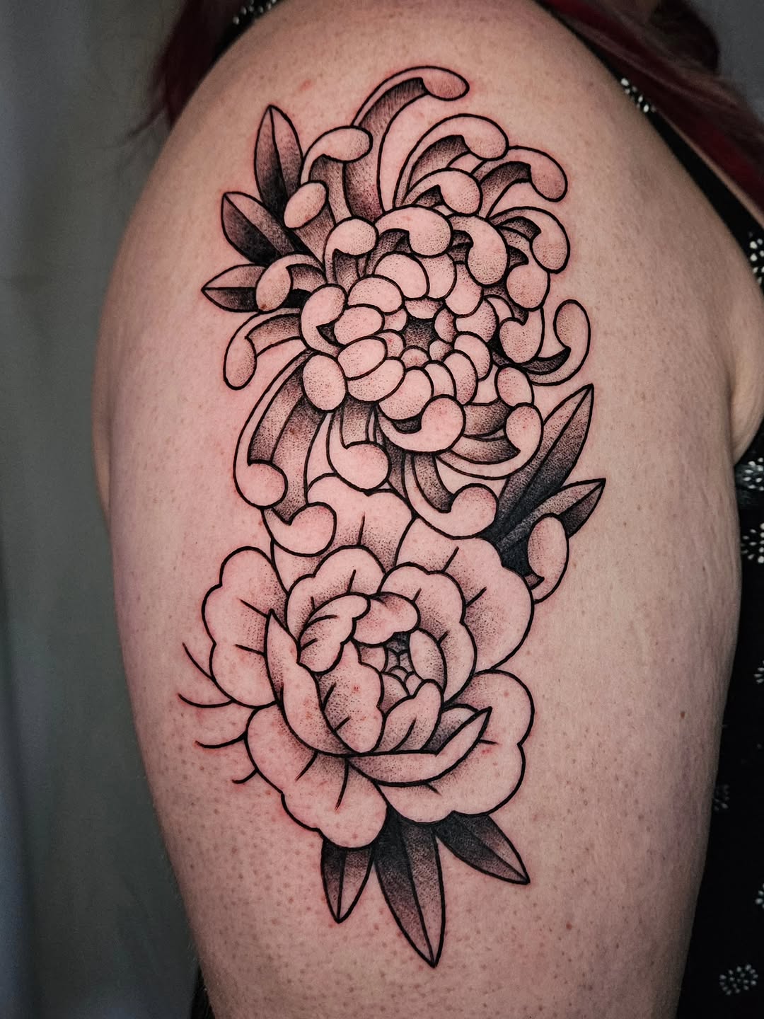 Tattoo by @lowleap — japanese_irezumi, dotwork