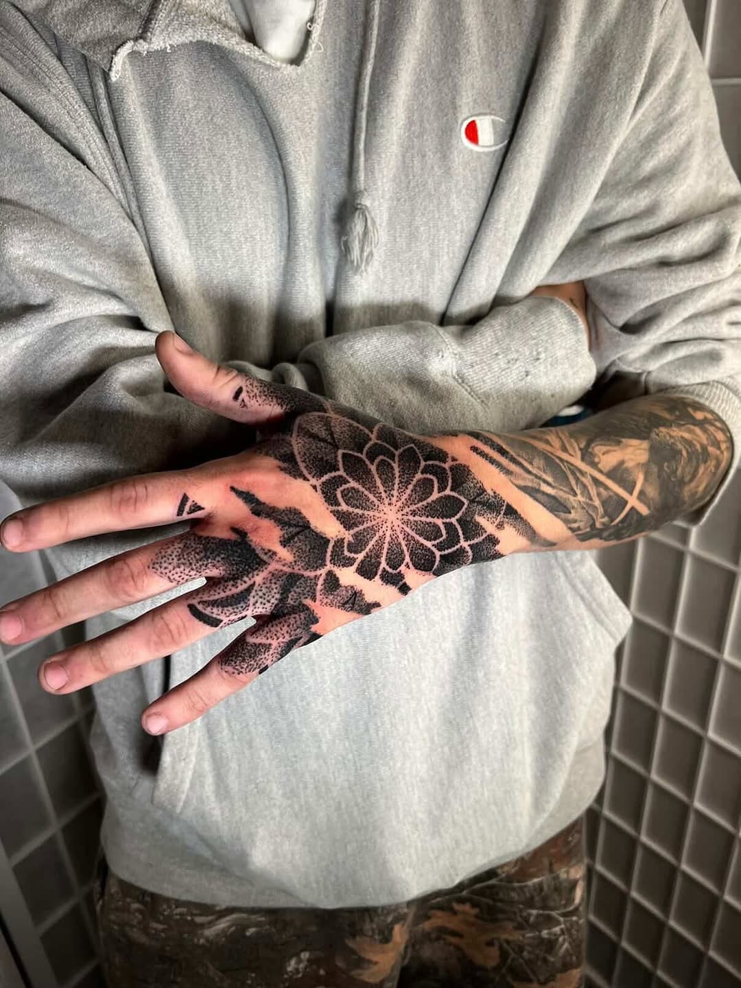 Tattoo by @thebig_rosstattoo — dotwork, geometric