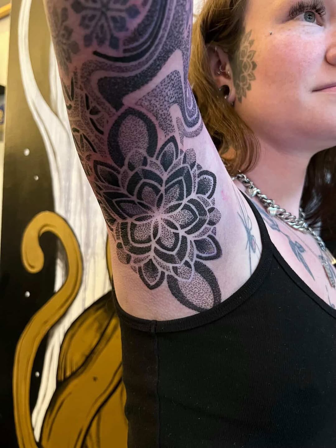 Tattoo by @thebig_rosstattoo — dotwork, blackwork