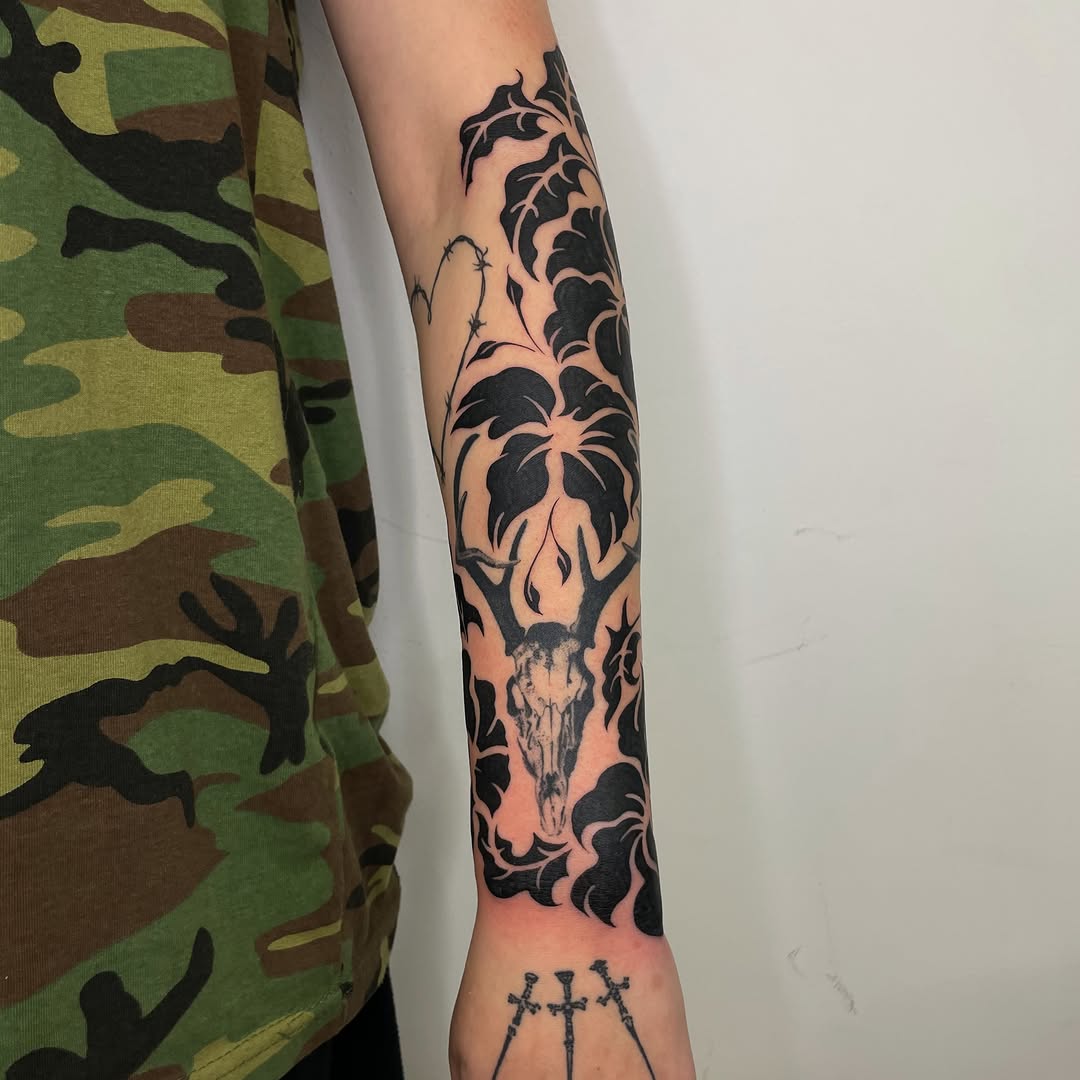 Tattoo by @iris.tats — blackwork, illustrative