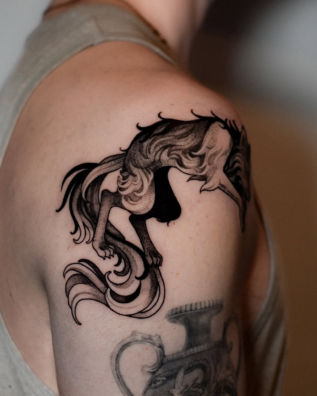 Tattoo by @monique.munoz.art — black_and_grey, illustrative