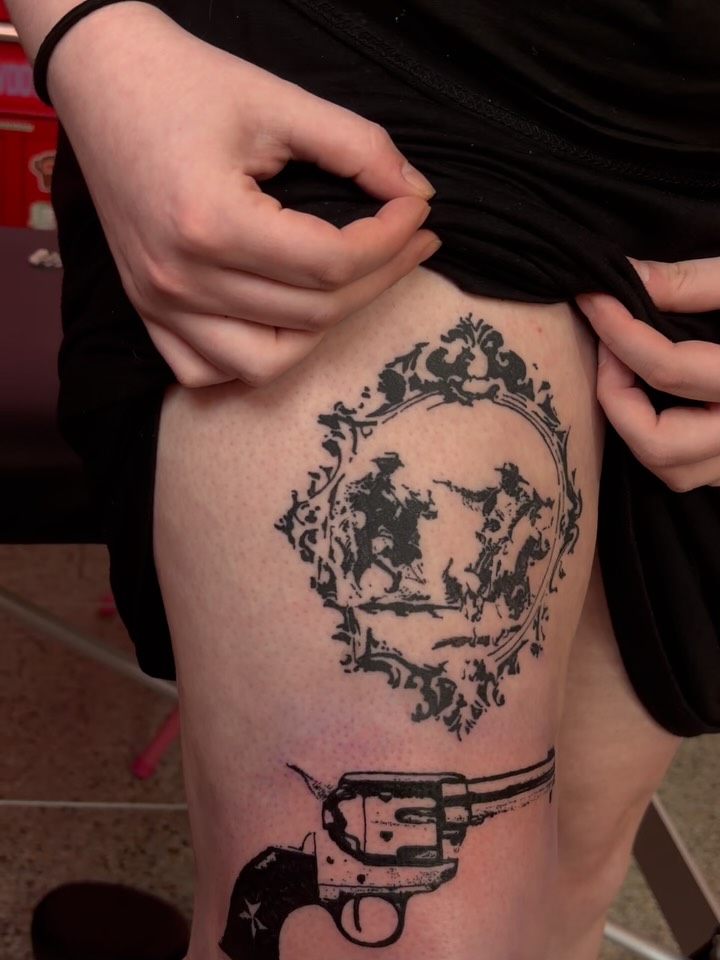 Tattoo by @inknerm — illustrative, blackwork