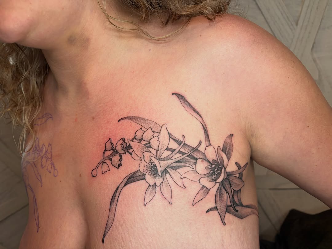 Tattoo by @black.thistle.tattoo — fine_line, black_and_grey