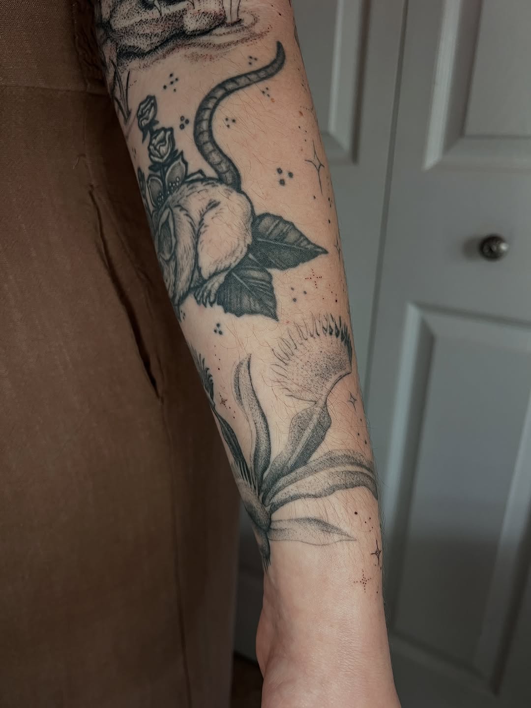 Tattoo by @natasha_schmidt_art — illustrative, black_and_grey