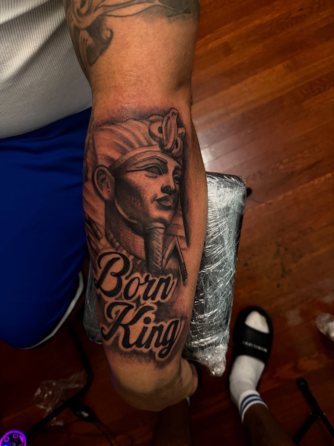 Tattoo by @lambtattoos — black_and_grey, lettering_script