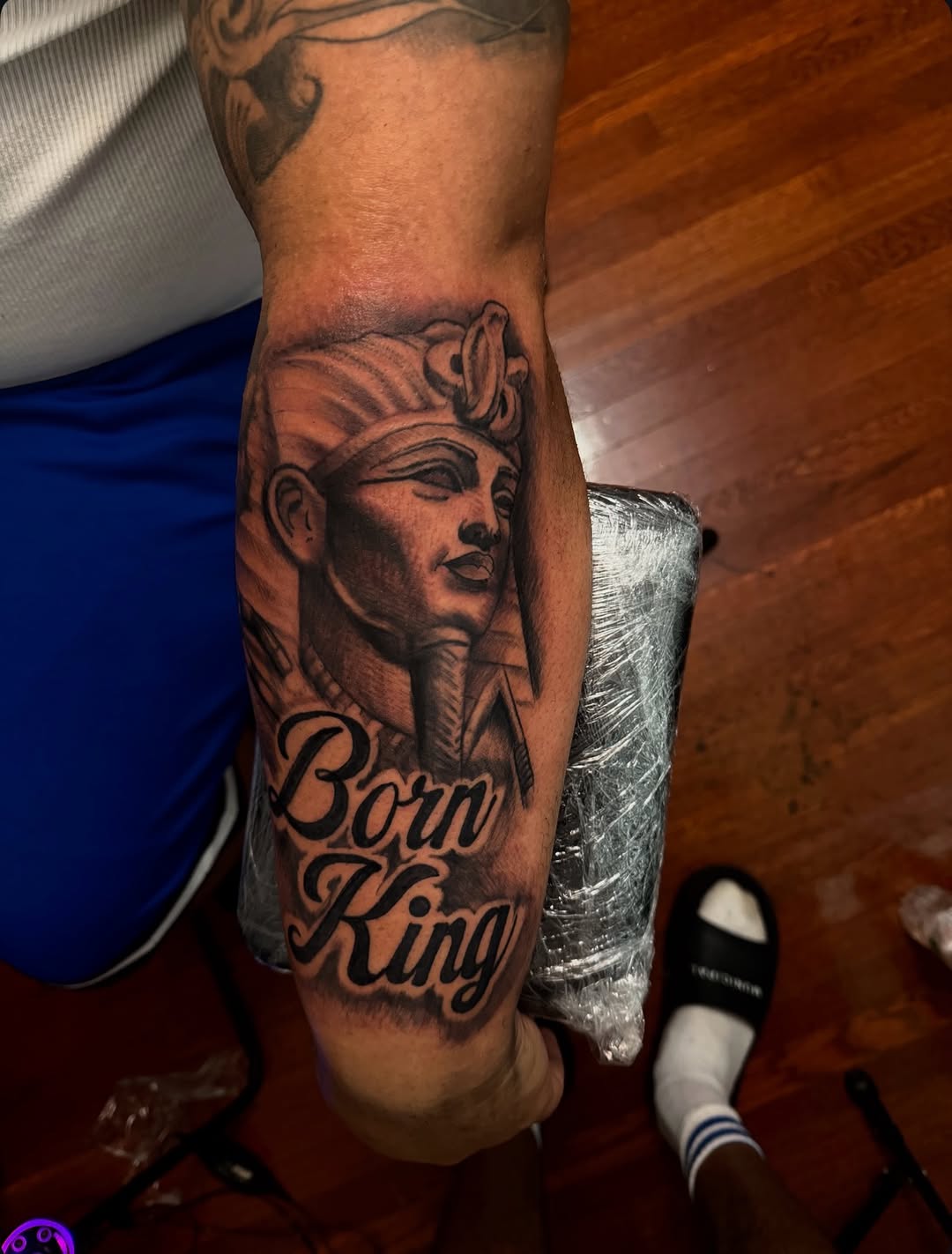 Tattoo by @lambtattoos — black_and_grey, lettering_script
