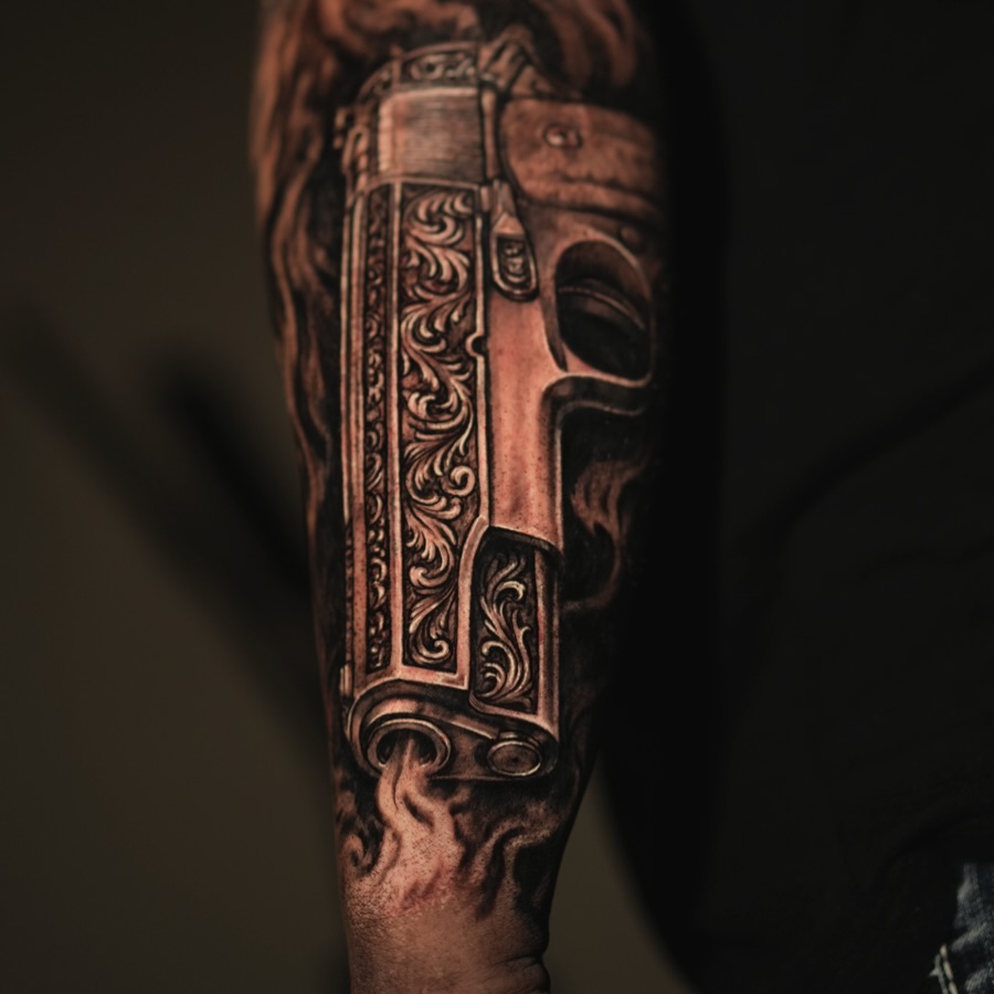 Tattoo by @jamesstrickland β realism, black_and_grey