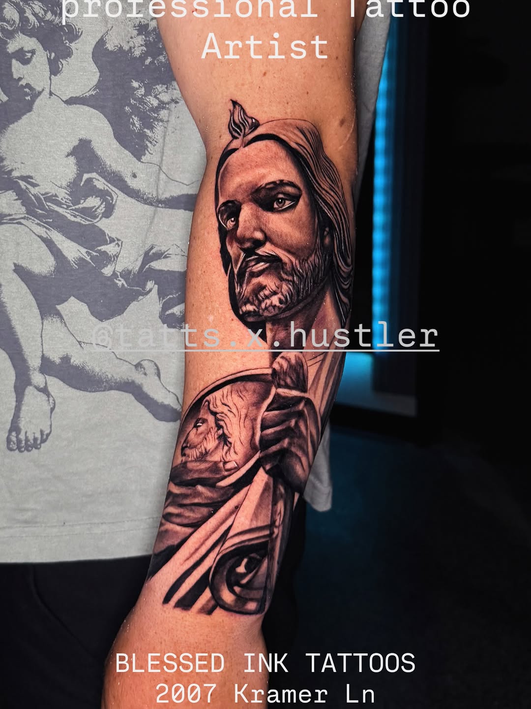 Tattoo by @tatts.x.hustler โ realism, black_and_grey