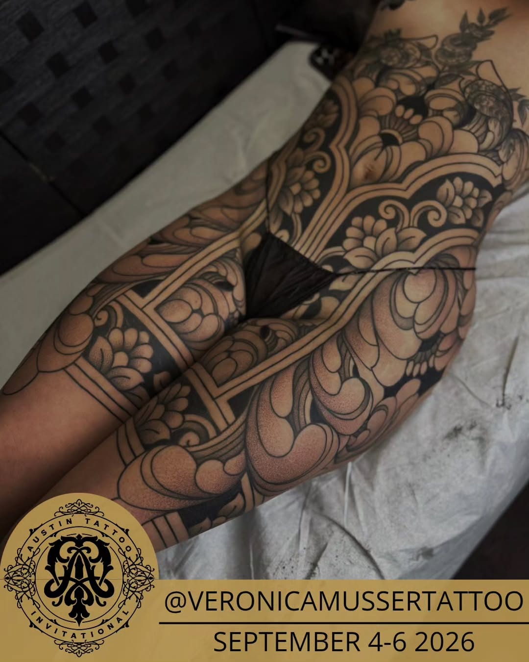 Tattoo by @veronicamussertattoo — blackwork, ornamental